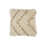 Coussin Square Pearl J-Line en coton blanc et or sur canapé