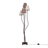 Lampe debout textile "Boho", lampadaire en beige / marron, avec une douille E14, pour salle à manger, salon, couloir ou bureau, 138 cm de haut