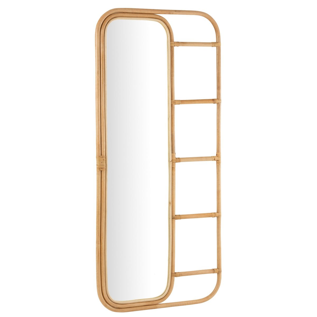 Échelle miroir J-Line en rotin naturel, vue de face
