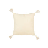 Coussin carré J-Line avec fleurs et pompons en coton jaune clair