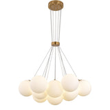 Lampe suspendue Jenna or blanc 13 lumières