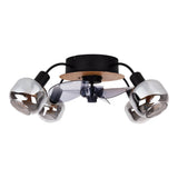 Plafond comprenant le ventilateur "Fumoso", en noir, brun et nature, pour E27, Ø 51 cm