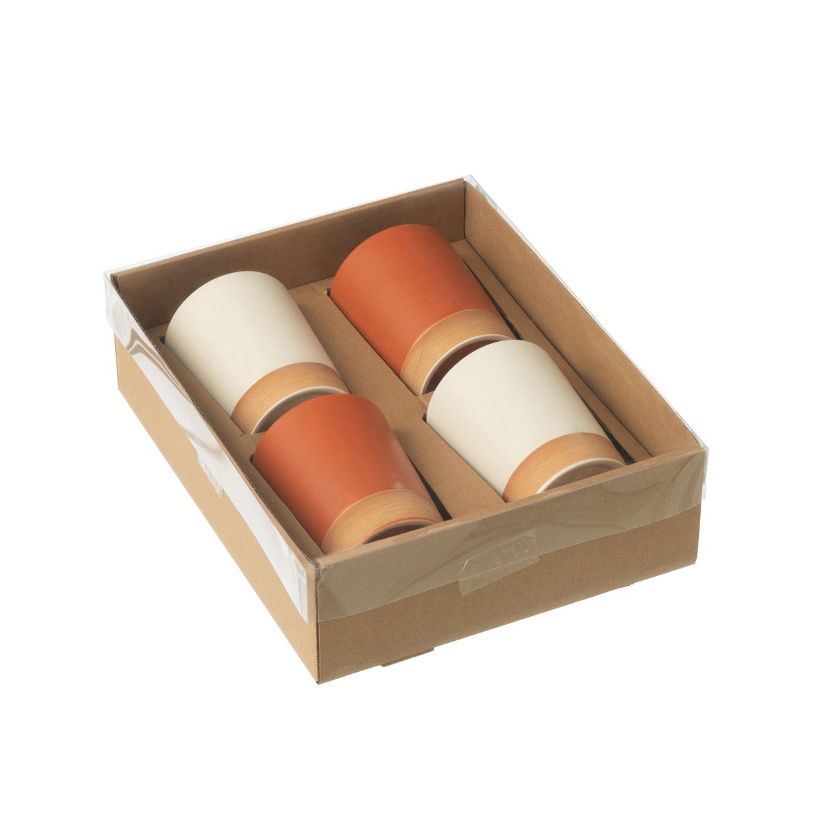 Mug J-Line en céramique orange et blanc, élégant et moderne