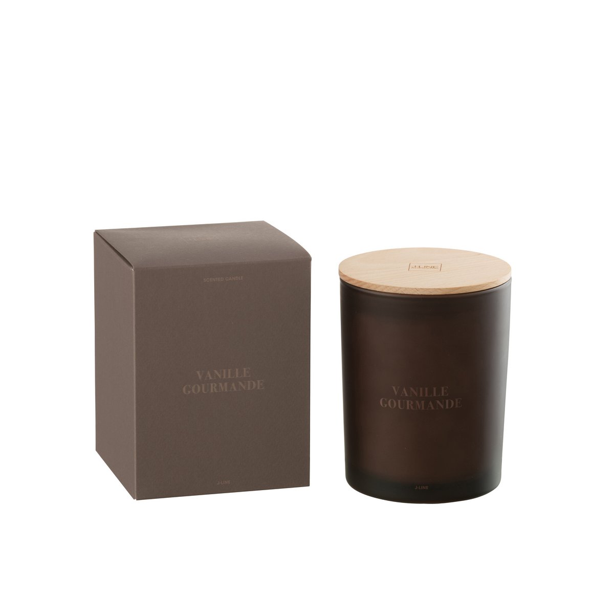 Bougie parfumée J-Line Vanille Gourmande, marron, vue de face