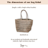 Sac fourre-tout Boho – Sac d’été en jonc de mer – Sac de plage à bandoulière – Sac naturel tissé – Grand sac de courses Boho KIDUL (noir)