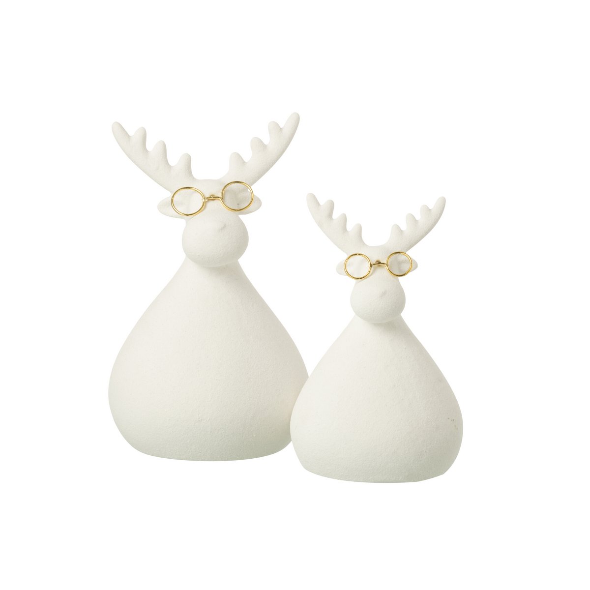Figurine J-Line Renne en porcelaine blanche et dorée, vue de face