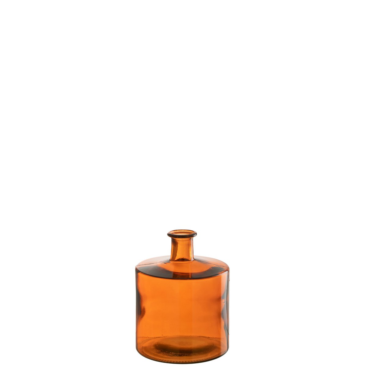 Vue détaillée du vase J-Line en verre orange, design raffiné