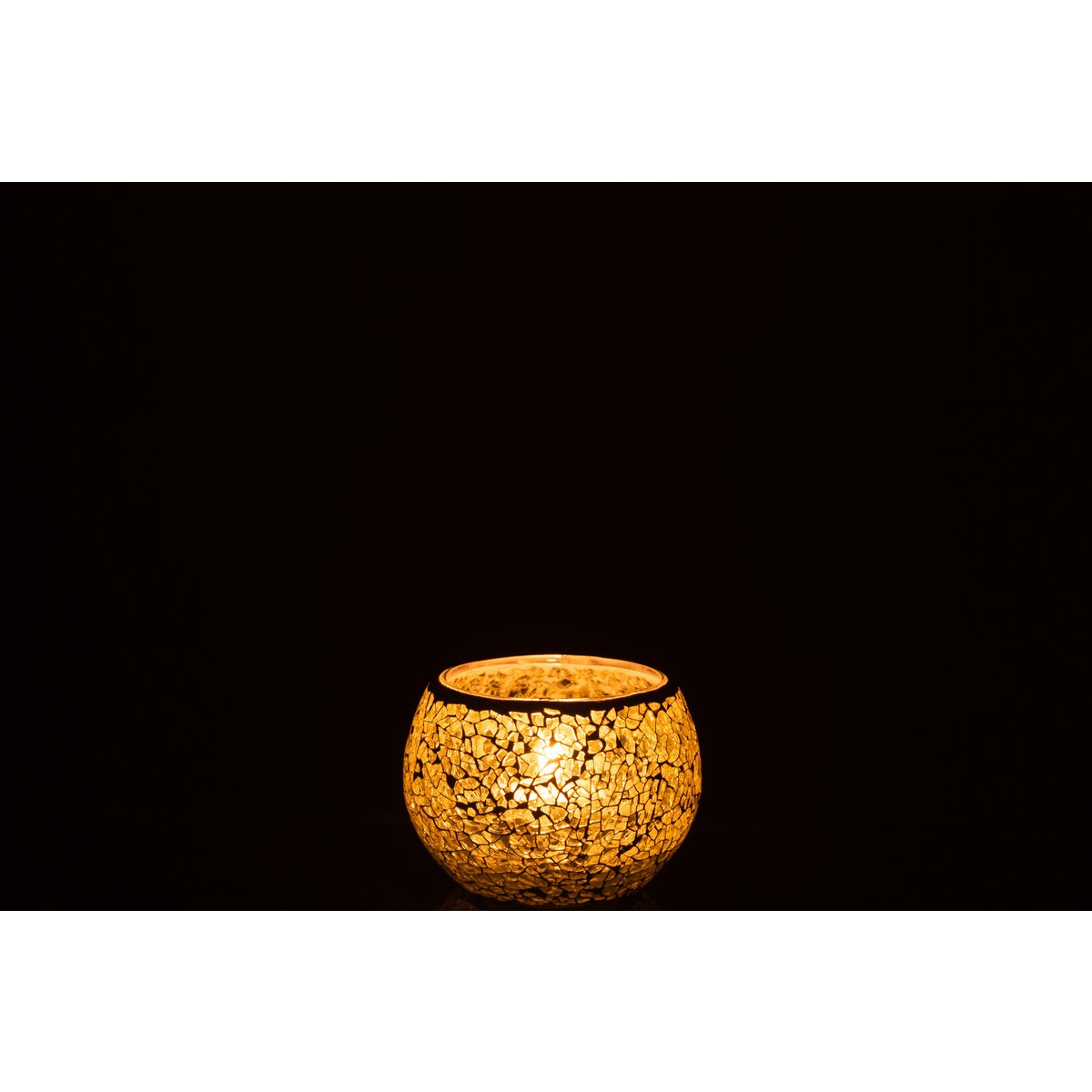 Photophore Mosaic Round J-Line en verre jaune, vue latérale
