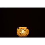 Photophore Mosaic Round J-Line en verre jaune, vue latérale