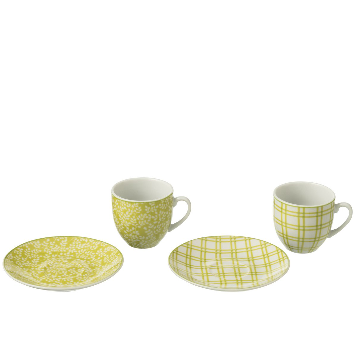 Boîte en céramique J-Line avec 6 tasses vertes, élégance moderne