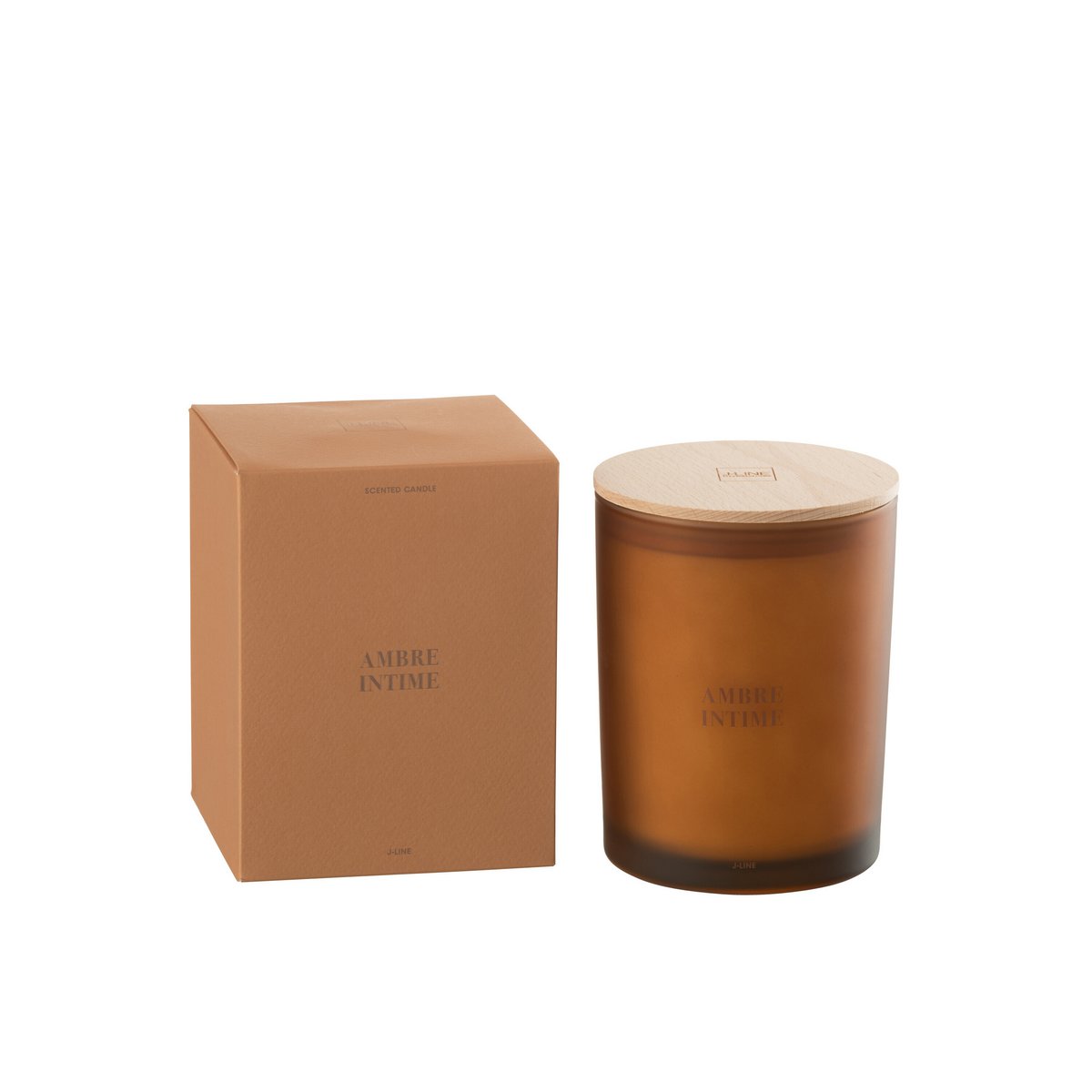 Bougie parfumée J-Line Ambre Intime, couleur jaune, vue de face