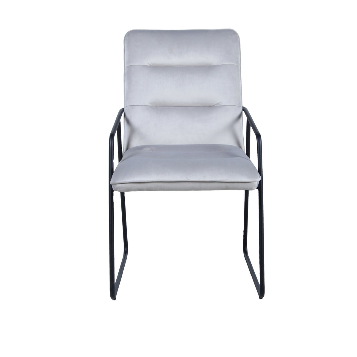 Fauteuil en velours noir Moebilia avec cadre en acier, vue de face