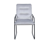 Fauteuil en velours noir Moebilia avec cadre en acier, vue de face