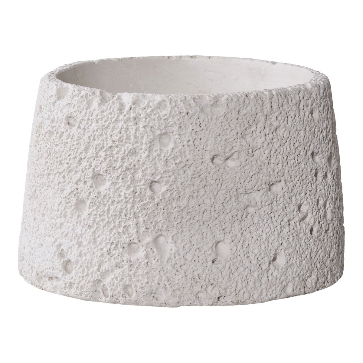 Détail du bougeoir en céramique gris, texture ciment