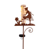 Brochettes de terre solaire LED H: 95 cm, pour l'extérieur, des brochettes en métal et en verre et en plastique en brun, avec LED intégrée