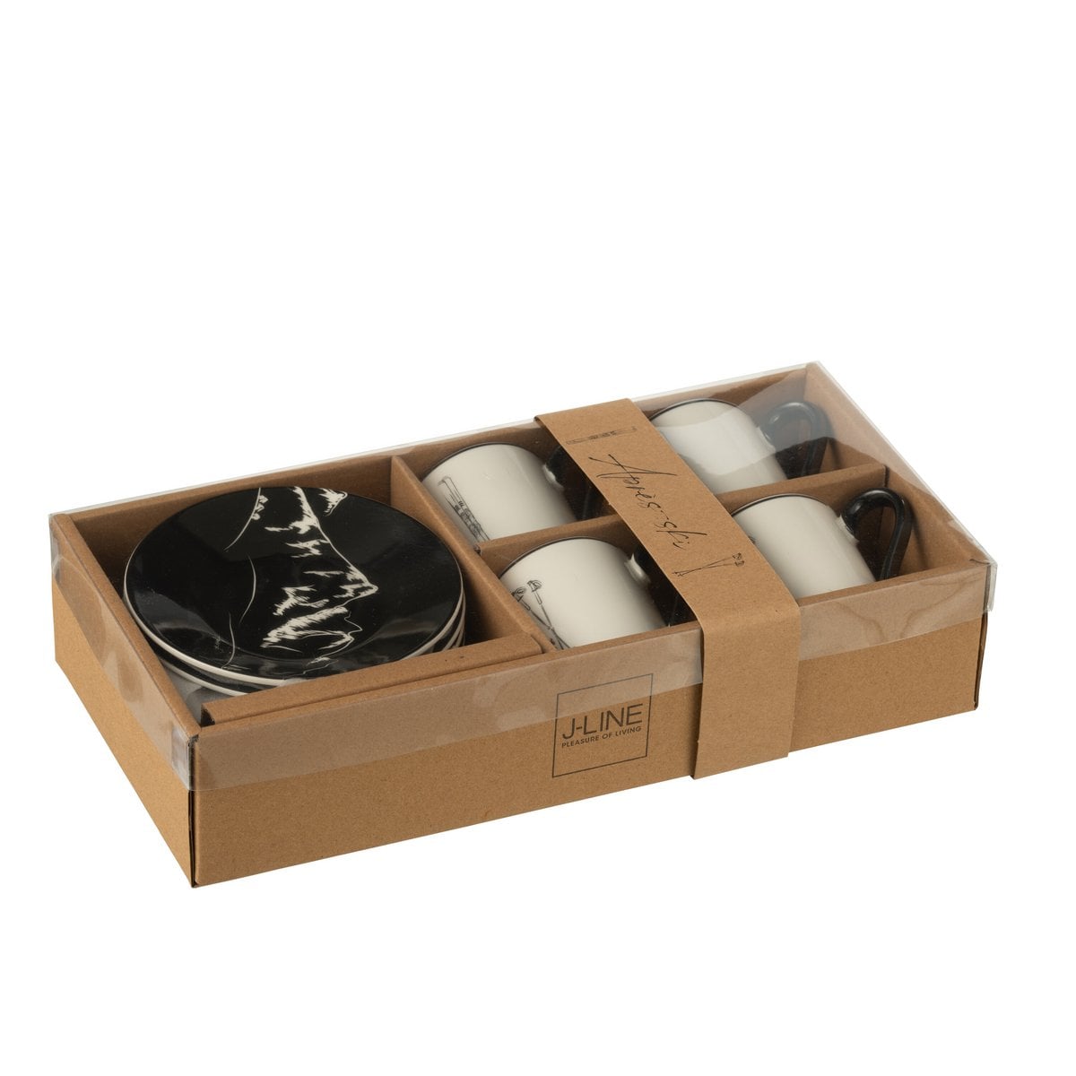 Ensemble de 4 tasses J-Line en céramique, présentation élégante