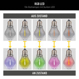 Longueur totale de la chaîne légère extérieure à 10 LED à 10 LETTURE LINDA 370 cm, 10 balles (distance 20 cm) avec Ø 6 cm, plastique, changement de couleur RGB
