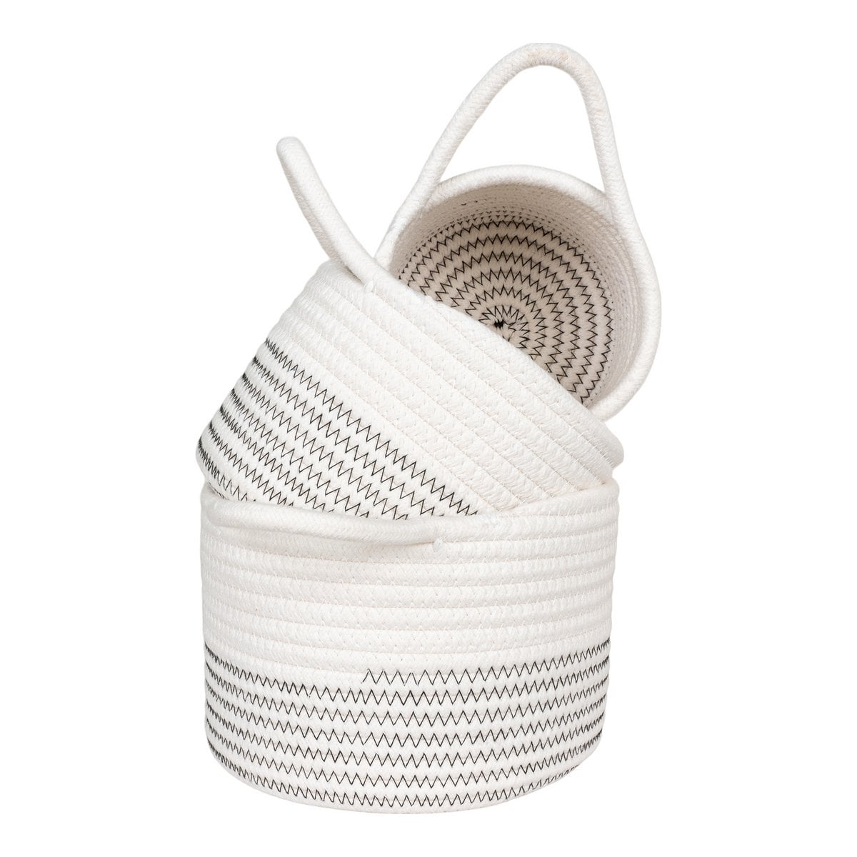 Panier Algar de taille moyenne en coton blanc et gris