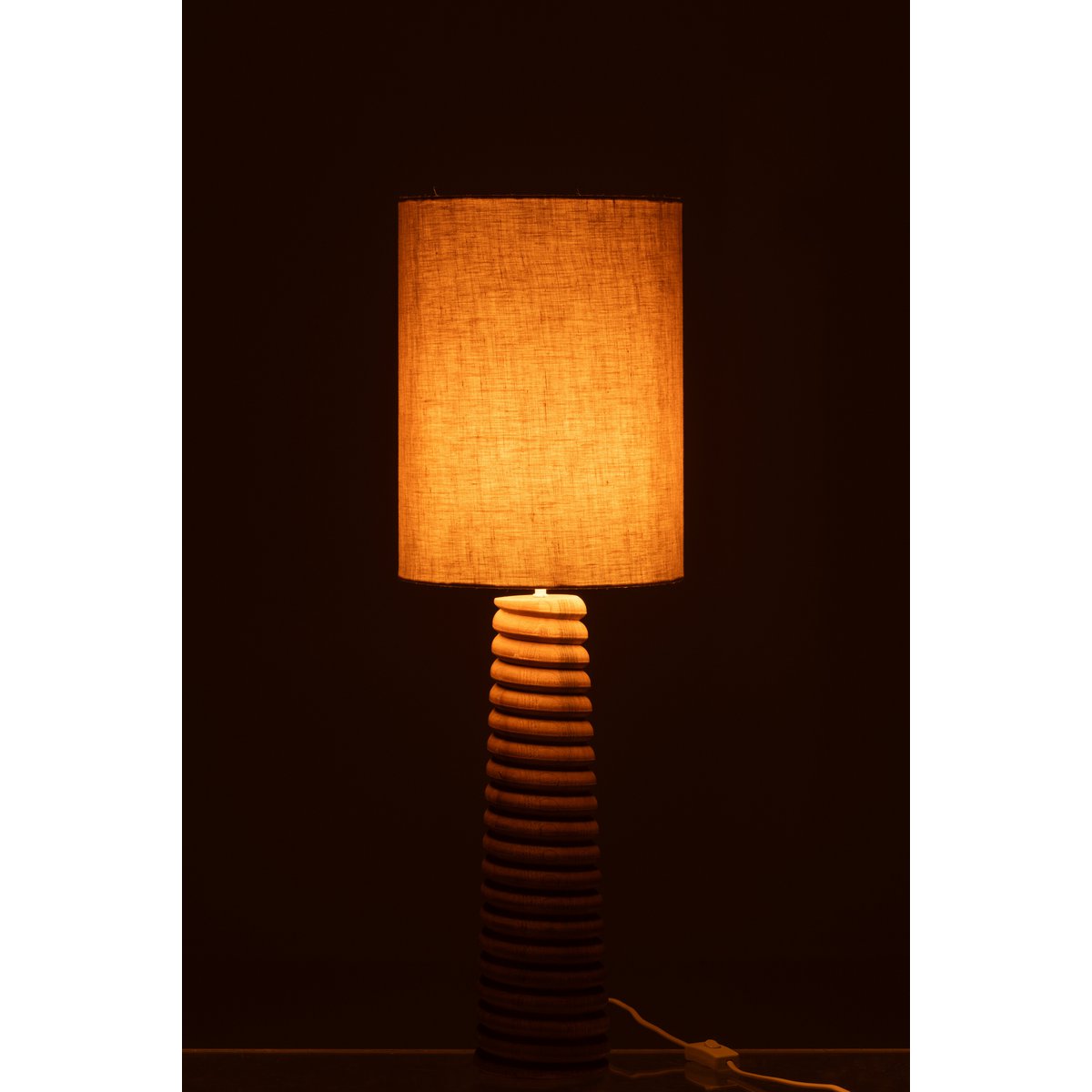 Vue latérale de la lampe J-Line, bois et gris