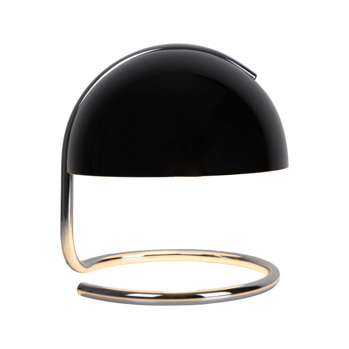Lampe de table Burano noir allumée, créant une ambiance chaleureuse.