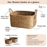 Panier à linge extra large - Hamper boho carré - panier décoratif tissé - panier de rangement en navire à eau naturelle (2 tailles) mentari
