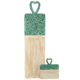 Utilisation du plateau mosaïque long en bois vert dans un salon