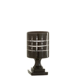 Photophore J-Line Damier sur pied en verre noir, vue de face