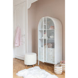 Pouf J-Line en mouton blanc, design élégant et moderne.