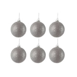 Boule de Noël en verre gris avec paillettes, boîte de 6, par J-Line