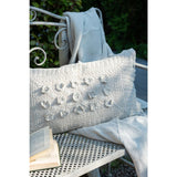Détail de la dentelle du coussin J-Line en coton bleu