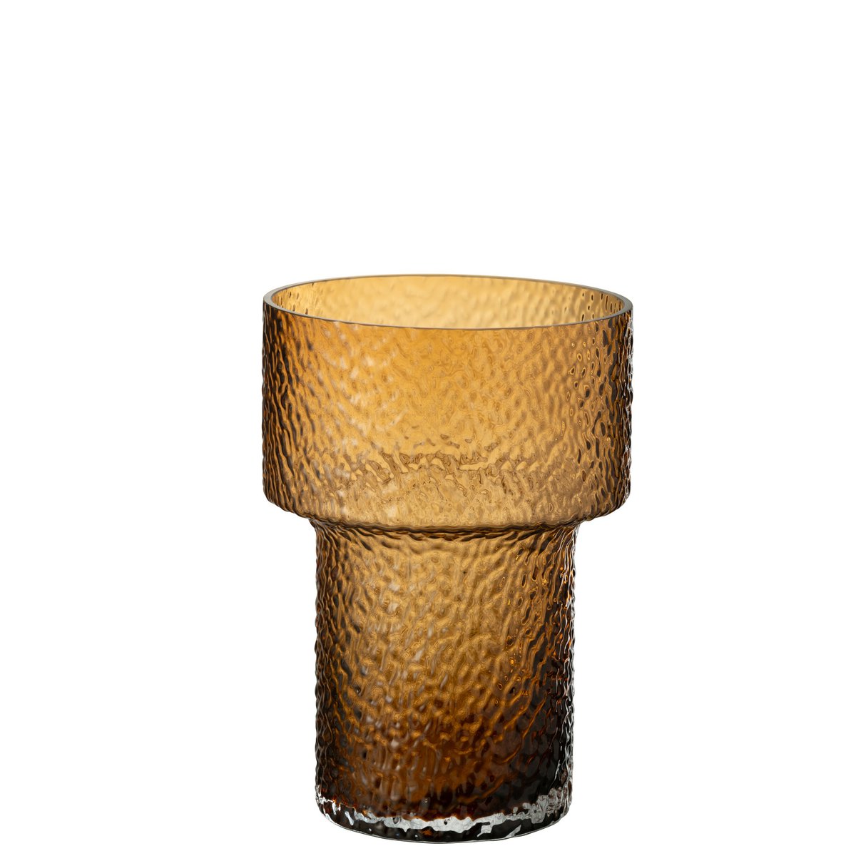 Vase J-Line Betty en verre marron, vue de face sur une table