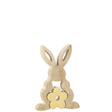 Décoration Lapin J-Line en bois jaune, vue de face