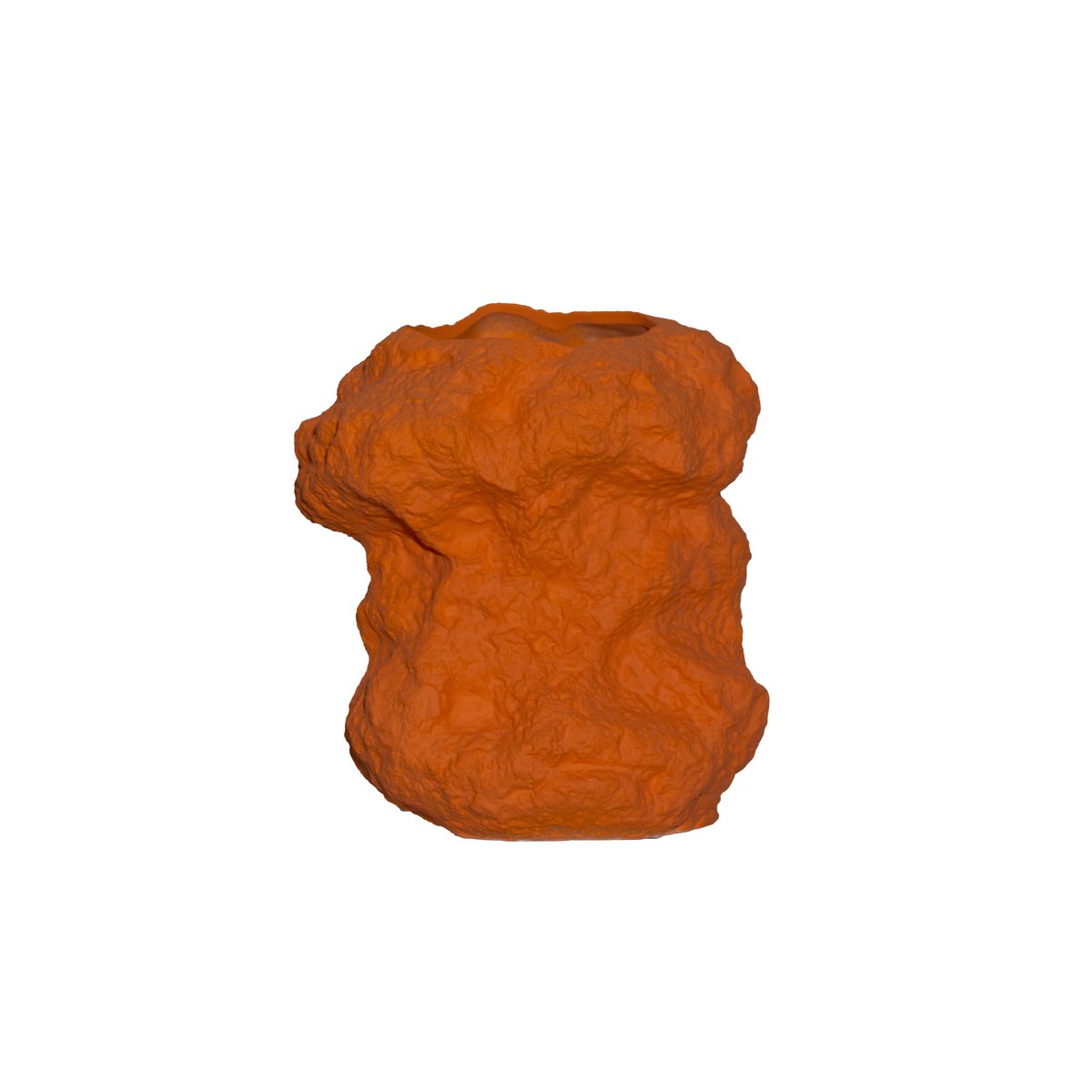 Détail du vase en céramique orange, texture et couleur