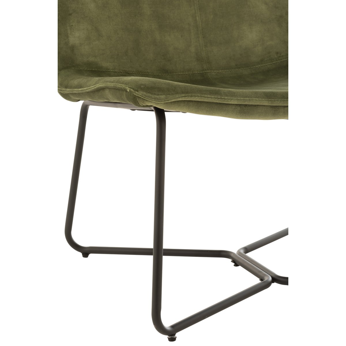 Vue latérale de la chaise longue Isabel en textile vert