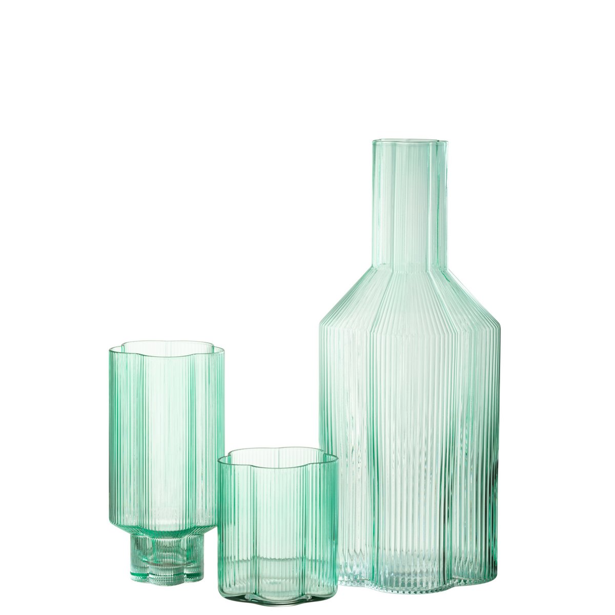 Carafe Fiore J-Line en verre aqua, détail du col