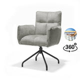 Fauteuil Nova en tissu Cremona gris avec structure rotative noire