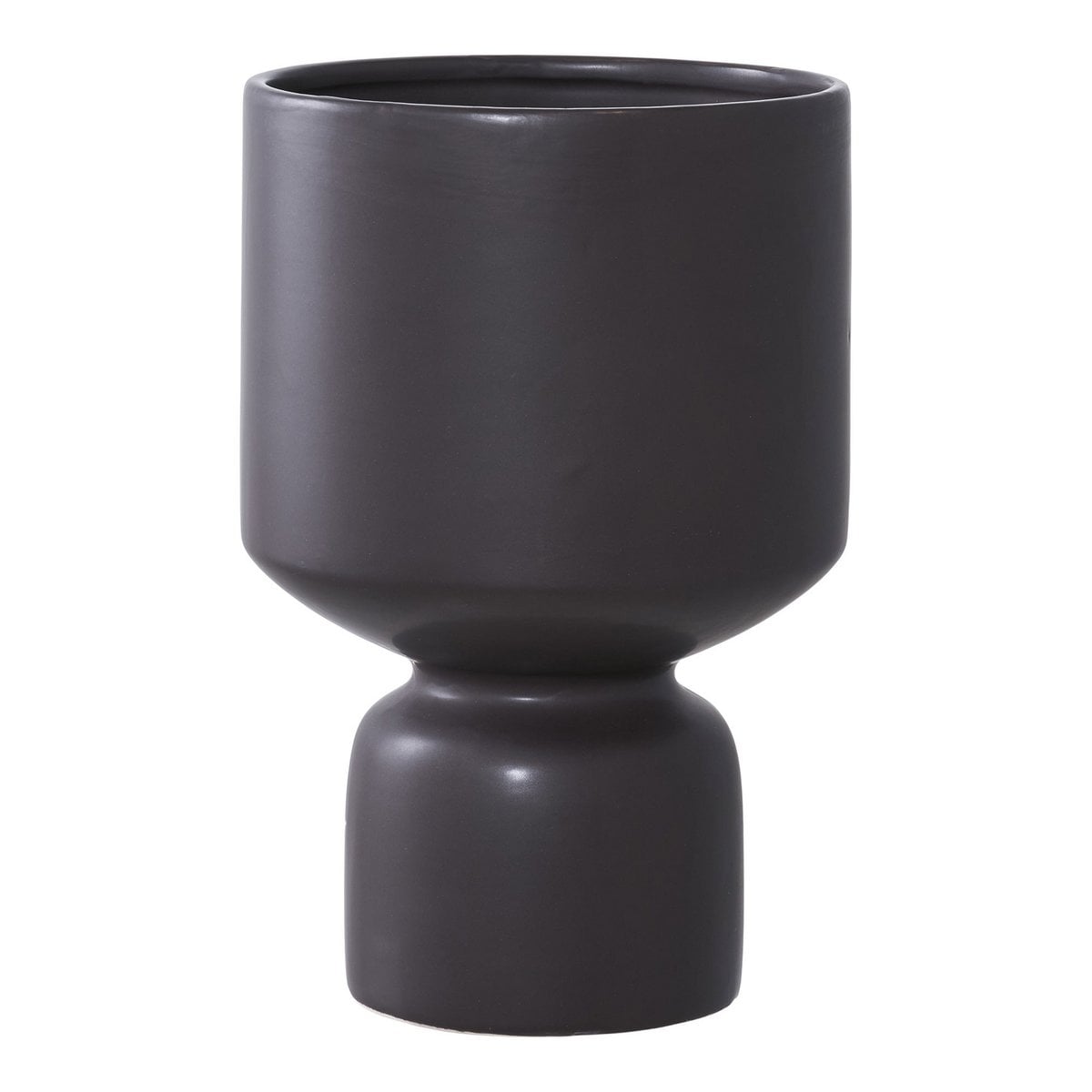 Pot de fleur en céramique noir, vue de face