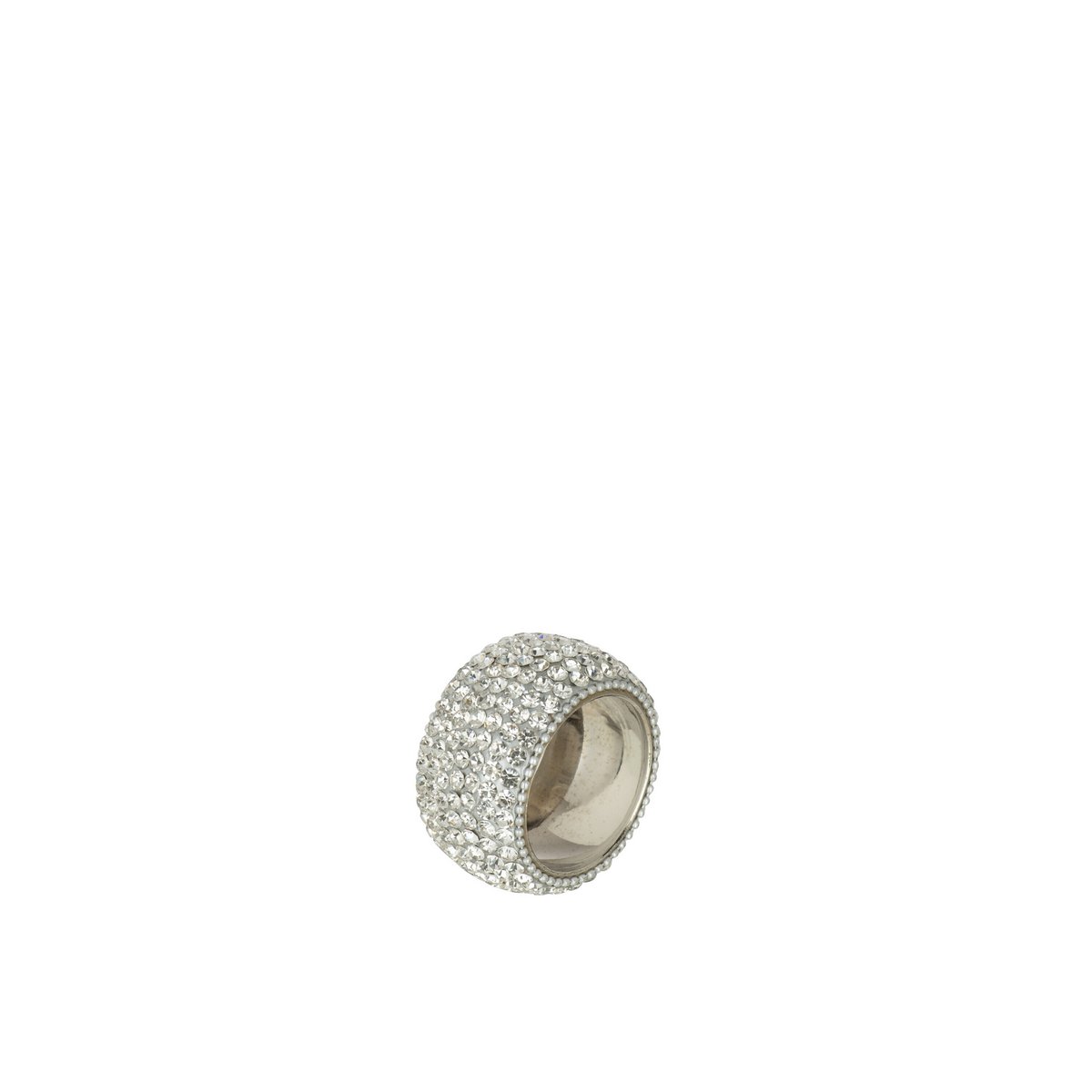 Rond de serviette J-Line Diamond en aluminium argenté, vue de face
