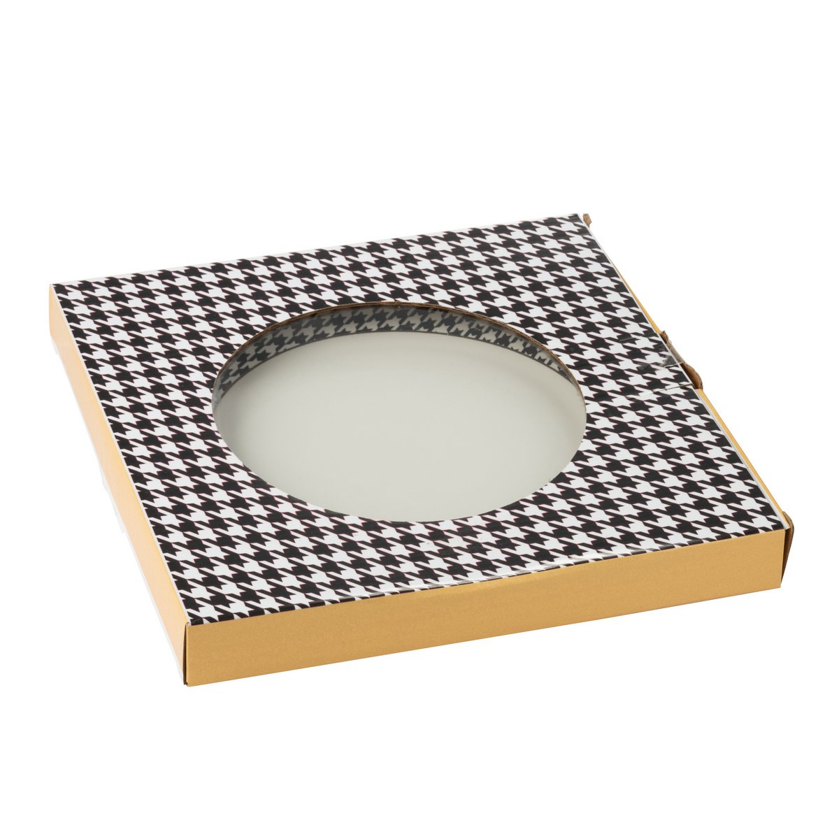 Vue de dessus de l'assiette J-Line en blanc et noir