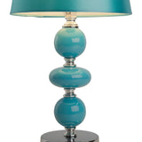 Lampe de table en céramique "Araga" 36 cm de haut, lampe de table en métal, en céramique, avec des lames de texte, turquoise, avec socket E14, éclairage pour salle à manger, salon, couloir ou bureau