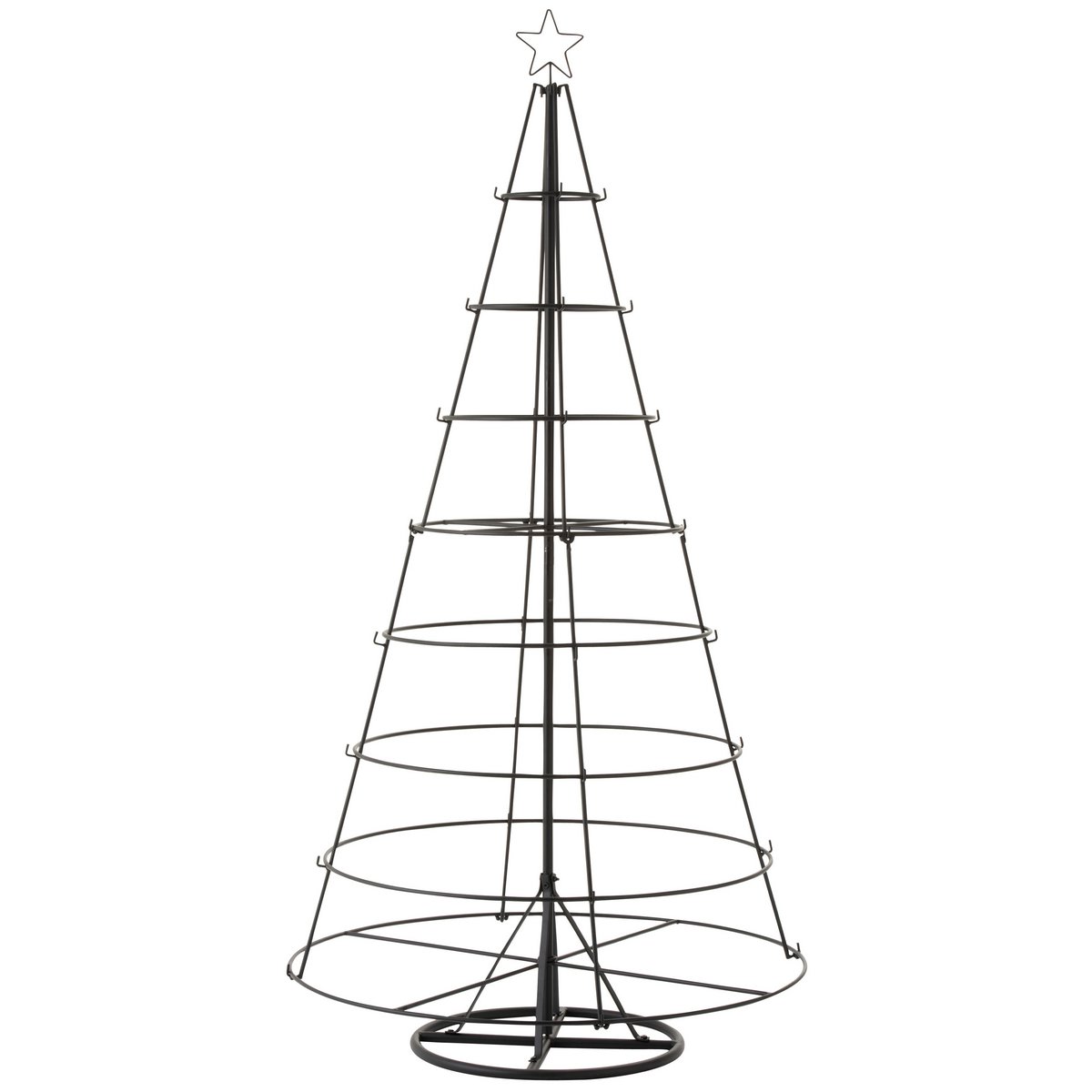 Tréle de Noël en métal noir, vue complète avec 8 niveaux