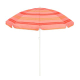 Parasol rayé rose clair avec motif rétro, parfait pour la plage