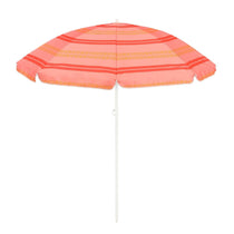 Parasol rayé rose clair avec motif rétro, parfait pour la plage