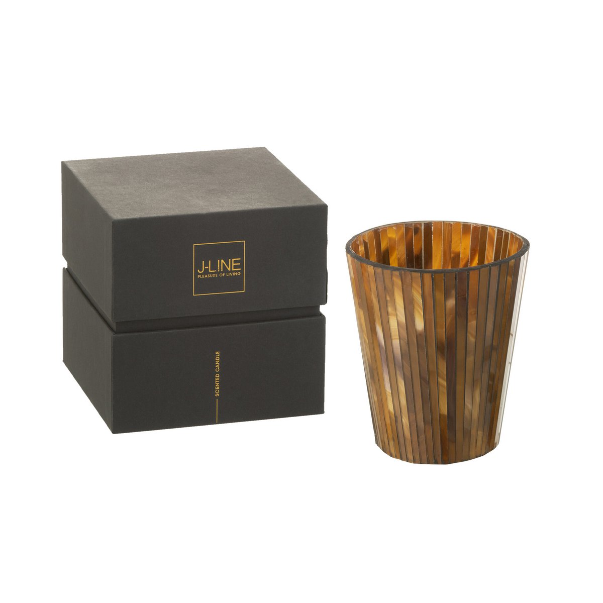 Bougie parfumée J-Line Noa - Zesty Sunburst en verre ocre, vue de face