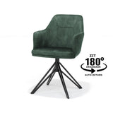 Chaise de bras Calvin tournant en tissu noir Aurora Hunter