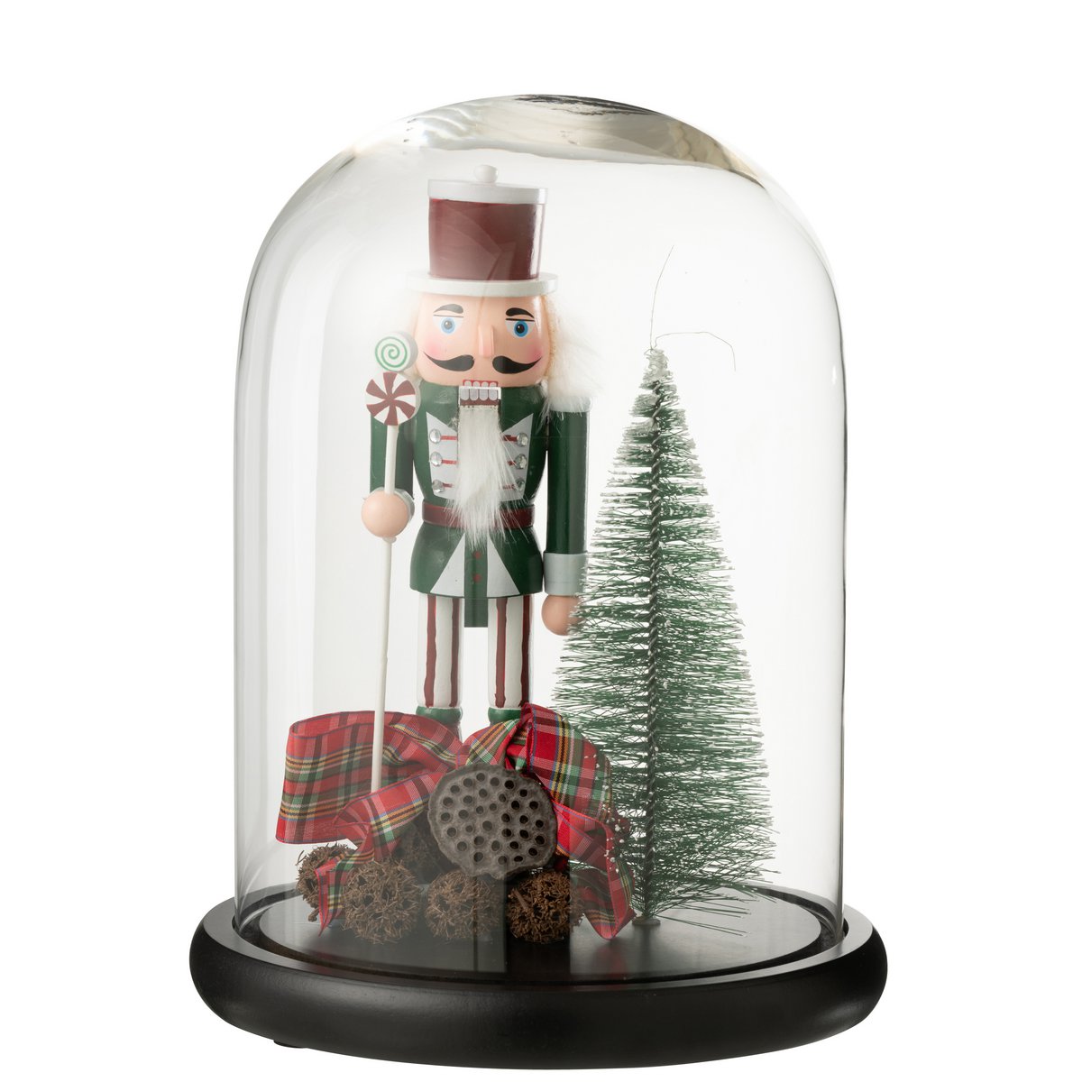 Cloche Casse-Noisette J-Line en verre rouge et vert, vue de face