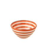 Bol J-Line Grenade Stripes en céramique blanche et orange, vue de face