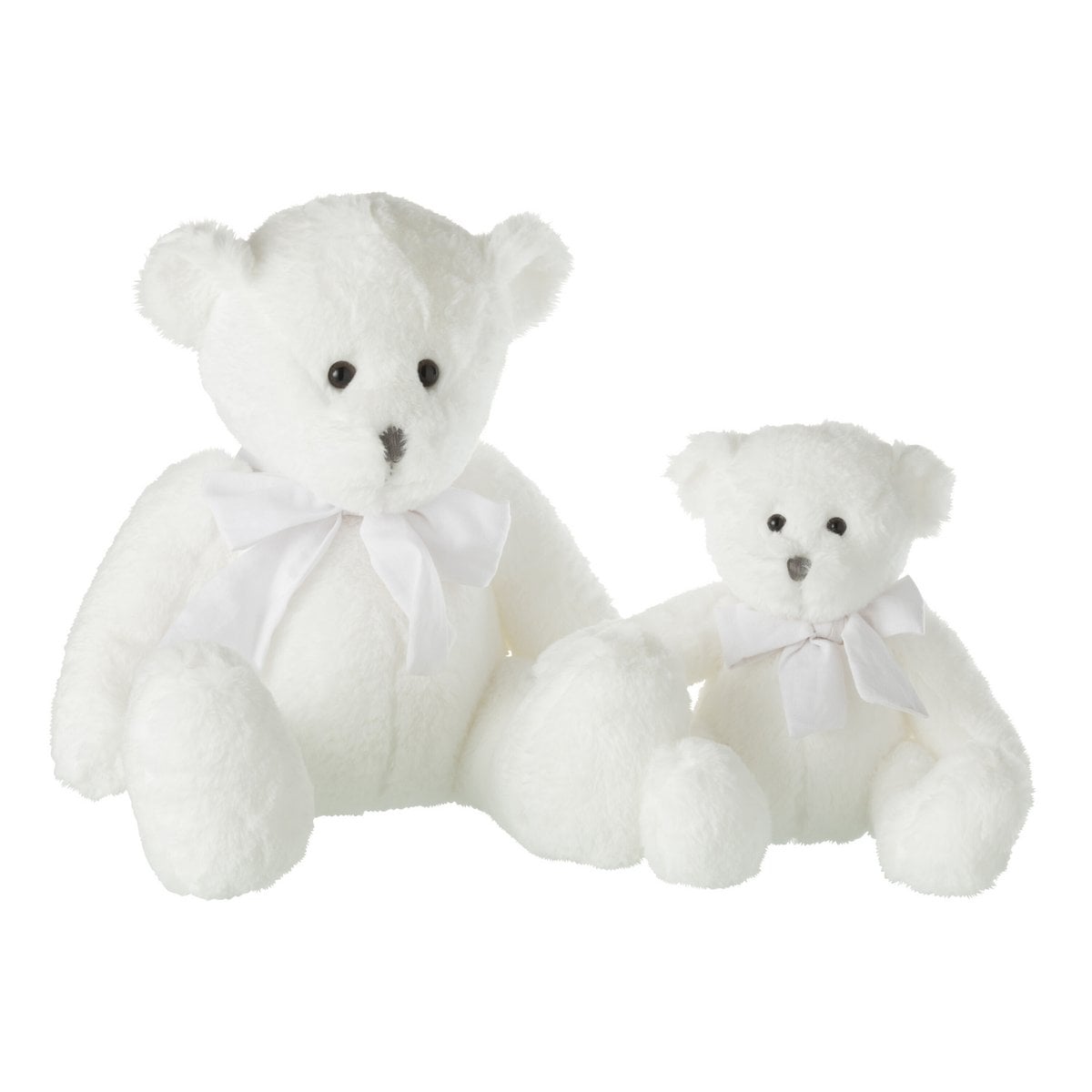 Peluche Ours J-Line en polyester blanc avec nœud élégant