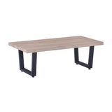 Table basse scandinave en chêne clair avec piètement luge en métal noir