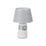 Lampe de table en céramique "Vittoria" 31 cm de haut, Ø 20 cm, en céramique, métal et tissu en polyester, blanc et argent